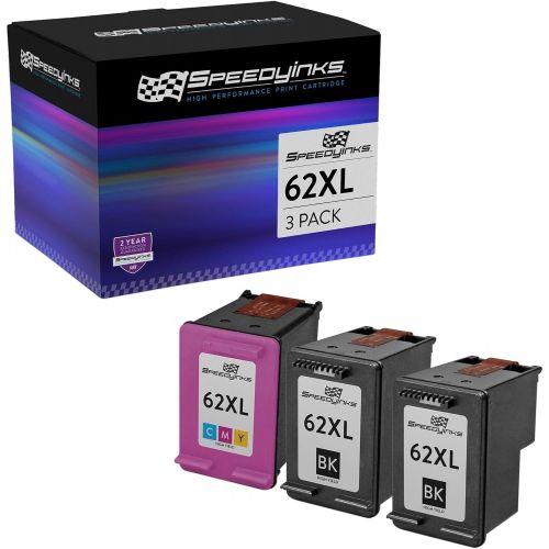  Speedy Inks Remanufactured Ink Cartridge Replacement for HP 62XL High-Yield (2 Black & 1 Color, 3-Pack)