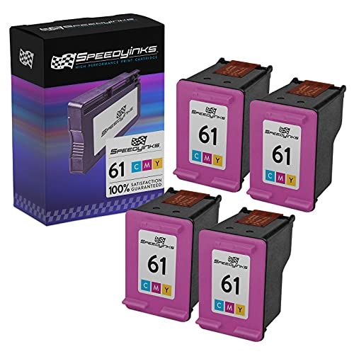  Speedy Inks Remanufactured Ink Cartridge Replacement for HP 61 (Color, 4-Pack)