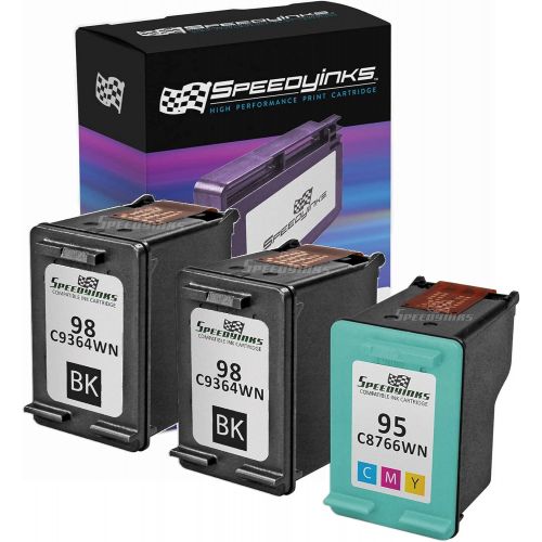  Speedy Inks Remanufactured Ink Cartridge Replacement for HP 98 C9364WN & HP 95 C8766WN (2 Black, 1 Color, 3-Pack)