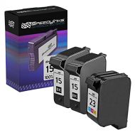 Speedy Inks Remanufactured Ink Cartridge Replacement for HP 15 & HP 23 (2 Black, 1 Color, 3-Pack)