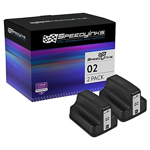  SPEEDYINKS Speedy Inks Remanufactured Ink Cartridge Replacement for HP 02 / C8721WN (Black, 2-Pack)