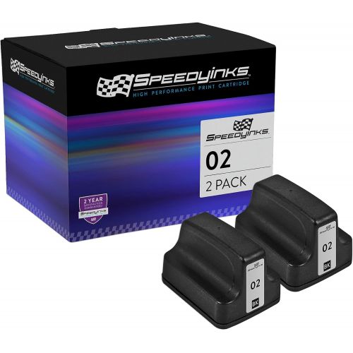  SPEEDYINKS Speedy Inks Remanufactured Ink Cartridge Replacement for HP 02 / C8721WN (Black, 2-Pack)