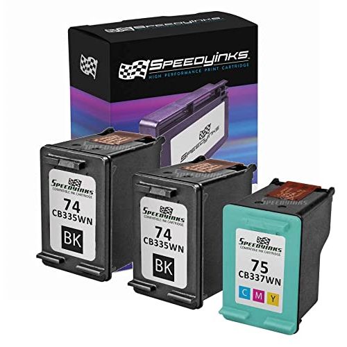  Speedy Inks Remanufactured Ink Cartridge Replacement for HP 74 and HP 75 (2 Black, 1 Color, 3-Pack)