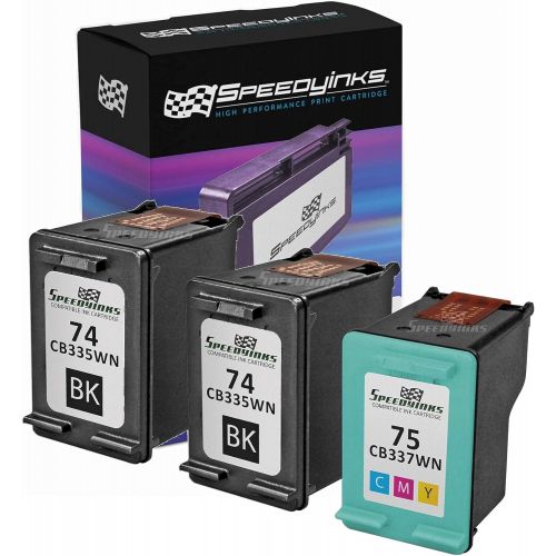  Speedy Inks Remanufactured Ink Cartridge Replacement for HP 74 and HP 75 (2 Black, 1 Color, 3-Pack)