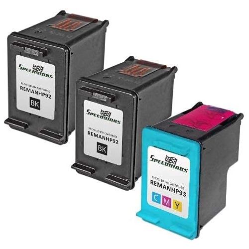  Speedy Inks - 3PK Remanufactured Replacement for HP 92 C9362WN & HP 93 C9361WN Ink Cartridge Set: 2 Black & 1 Color