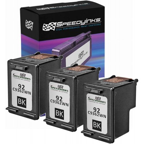  Speedy Inks Remanufactured Ink Cartridge Replacement for HP 92 (Black, 3-Pack)