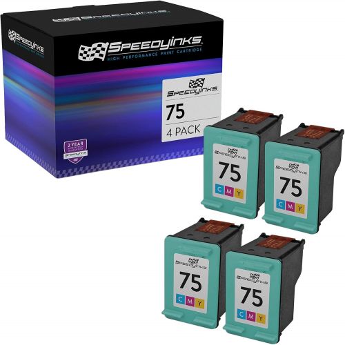  Speedy Inks Remanufactured Ink Cartridge Replacement for HP 75 (Tri-Color, 4-Pack)