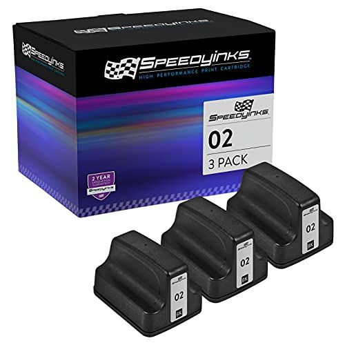  Speedy Inks Remanufactured Ink Cartridge Replacement for HP 02 (Black, 3-Pack)