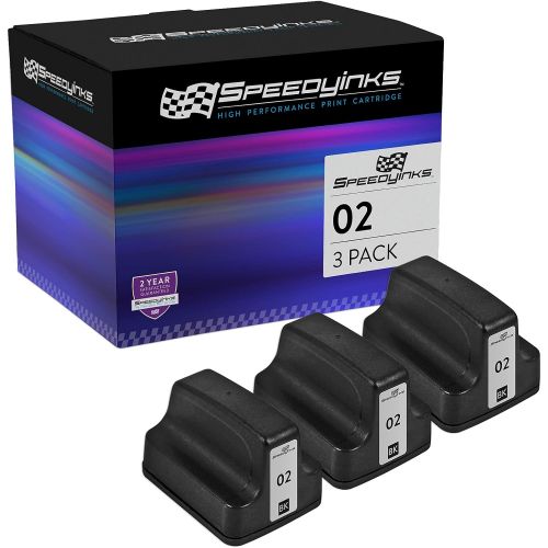  Speedy Inks Remanufactured Ink Cartridge Replacement for HP 02 (Black, 3-Pack)