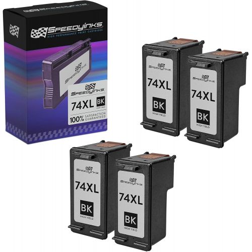  Speedy Inks - 4PK Remanufactured Replacement for HP 74XL CB336WN High Yield Black Ink Cartridge