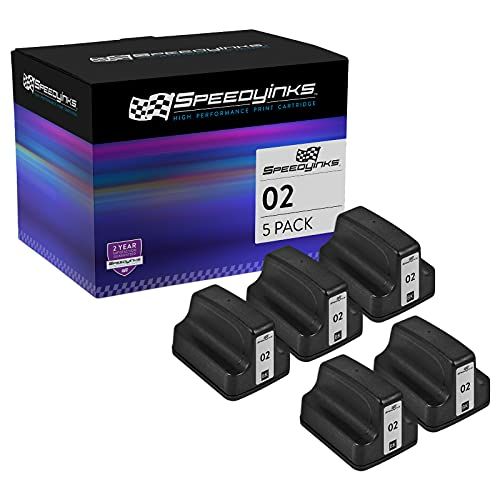  Speedy Inks Remanufactured Ink Cartridge Replacement for HP 02 (Black, 5-Pack)