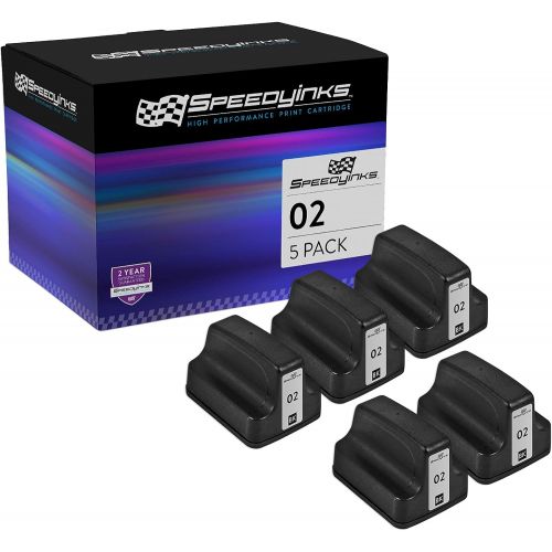  Speedy Inks Remanufactured Ink Cartridge Replacement for HP 02 (Black, 5-Pack)