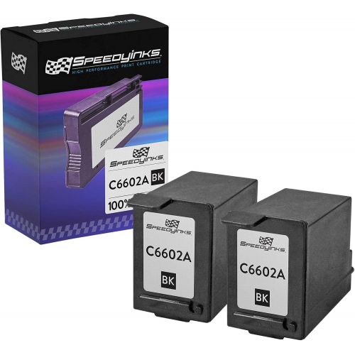  Speedy Inks Remanufactured Ink Cartridge Replacement for HP C6602A (Black, 2-Pack)