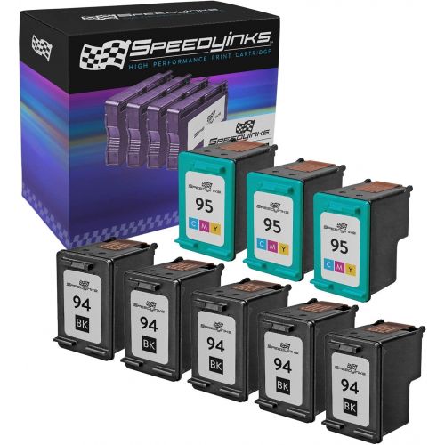  Speedy Inks Remanufactured Ink Cartridge Replacement for HP 94 and HP 95 (5 Black, 3 Color, 8-Pack)