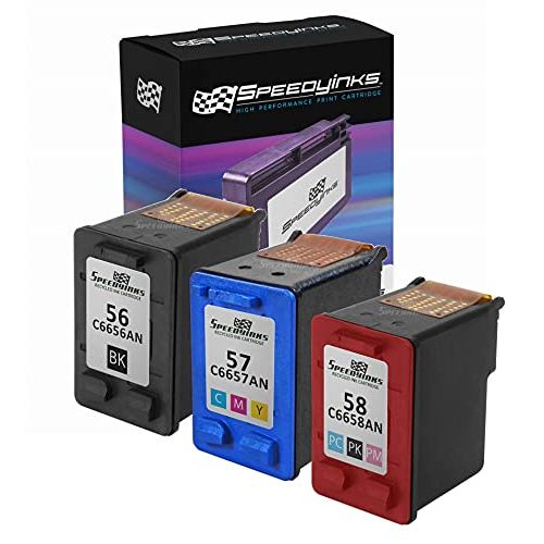  Speedy Inks Remanufactured Ink Cartridge Replacement for HP 56 HP 57 HP 58 (1 Black, 1 Color, 1 Photo Color, 3-Pack)