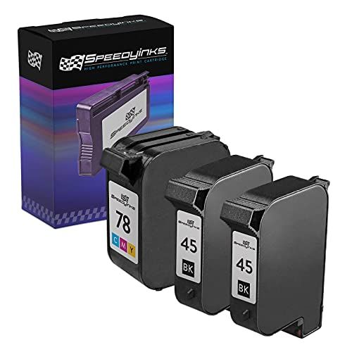  Speedy Inks Remanufactured Ink Cartridge Replacement for HP 45 and HP 78 (2 Black, 1 Color, 3-Pack)
