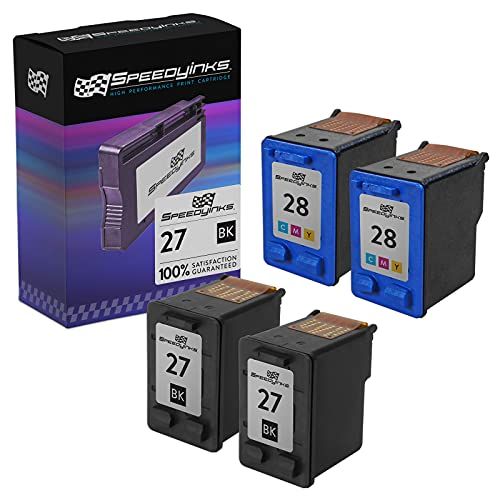  SpeedyInks Remanufactured Ink Cartridge Replacement for HP 27 and HP 28 (2 Black, 2 Color, 4-Pack)