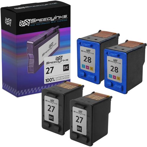  SpeedyInks Remanufactured Ink Cartridge Replacement for HP 27 and HP 28 (2 Black, 2 Color, 4-Pack)