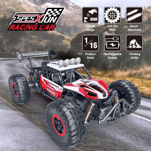  [아마존베스트]RC Car, SPESXFUN 2019 Updated 1/16 Scale High Speed Remote Control Car, 2.4Ghz Off Road RC Trucks with Two Rechargeable Batteries, Electric Toy Car for All Adults & Kids