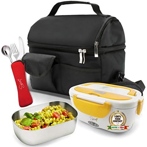  Spice Kuehltasche mit Schultergurt + warmer Amarillo Edelstahl + 3-teiliges Besteckset aus Edelstahl