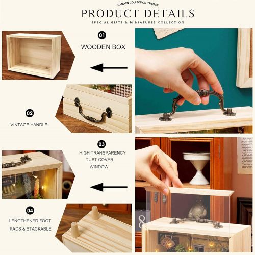  SPILAY Dollhouse DIY Miniature Wooden Furniture Kit,Mini Handmade Doll House Wood Box Model with Dust Cover & LED,1:24 Scale Creative Woodcrafts Toys for Adult Friend Lover Birthda