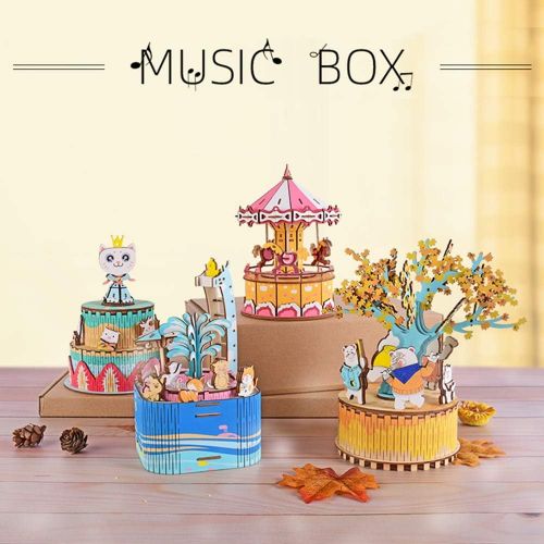  SPILAY DIY Dollhouse 3D Puzzle Music Box,Handmade Miniature Wooden Furniture Kit to Build Rotating Crafts Creative Figure Model Best Birthday for Adult Teenager Idea Gift