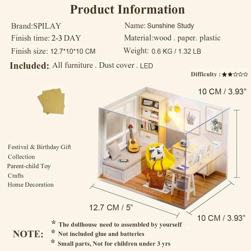  SPILAY DIY Dollhouse Miniature with Wooden Furniture,Handmade Japanese Style Home Craft Model Mini Kit with &LED,1:24 3D Creative Doll House for Adult Teenager Gift (QT007)