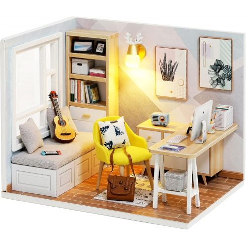  SPILAY DIY Dollhouse Miniature with Wooden Furniture,Handmade Japanese Style Home Craft Model Mini Kit with &LED,1:24 3D Creative Doll House for Adult Teenager Gift (QT007)