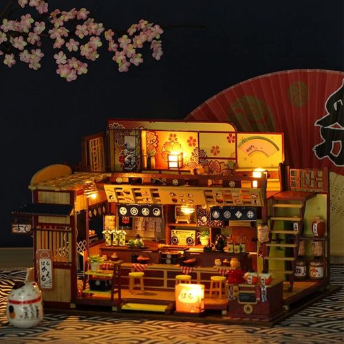  Spilay DIY Miniature Dollhouse Kit with Wooden Furniture,DIY Dollhouse Kit with Dust Proof and Music Movement,1:24 Scale Creative Room for Romantic Valentines Gift(Japanese-Style R