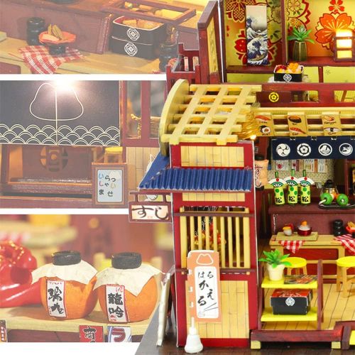  Spilay DIY Miniature Dollhouse Kit with Wooden Furniture,DIY Dollhouse Kit with Dust Proof and Music Movement,1:24 Scale Creative Room for Romantic Valentines Gift(Japanese-Style R
