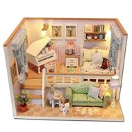SPILAY DIY Miniature Dollhouse Wooden Furniture Kit,Handmade Mini Modern Duplex Model with Dust Cover & Music Box ,1:24 Scale Creative Doll House Toys for Valentine Gift (Because o