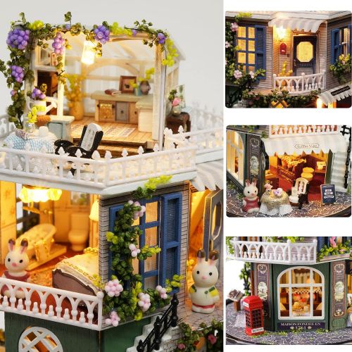  Spilay Dollhouse Miniature with Furniture,DIY Dollhouse Kit with Glass Cover and Music Movement,1:24 Scale Creative Room Gift Idea for Adult Friend Lover(Star Dream)