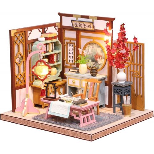  SPILAY Dollhouse Miniature with Furniture,DIY Wooden Dollhouse Kit with Dust Proof,1:24 Scale Creative Room Idea Gift for Adult Friend Lover(Chinese Culture Art)