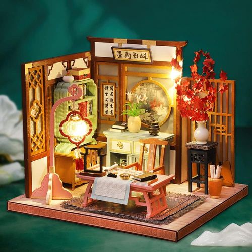  SPILAY Dollhouse Miniature with Furniture,DIY Wooden Dollhouse Kit with Dust Proof,1:24 Scale Creative Room Idea Gift for Adult Friend Lover(Chinese Culture Art)