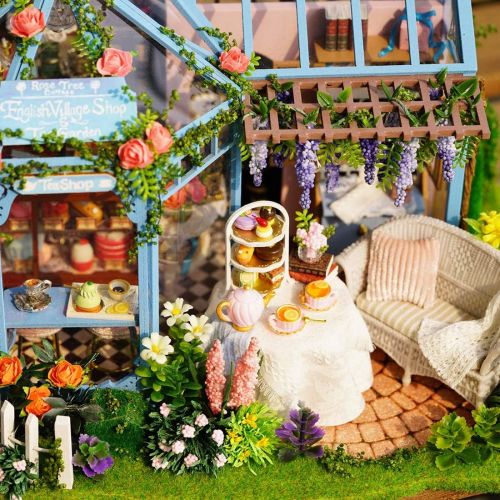 SPILAY Dollhouse Miniature with Furniture,DIY Dollhouse Kit Plus Dust Cover & Music Box,1:24 Scale Creative Room for Girl Christmas Birthday Gift for Lover and Friends (Rose Garden