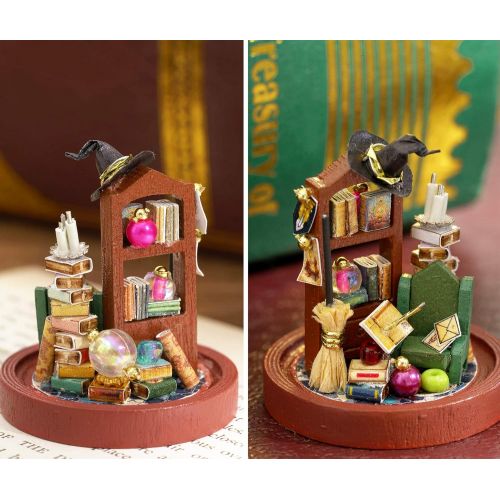  SPILAY DIY Dollhouse Miniature with Wooden Furniture,DIY Dollhouse Kit Mini World Series with Glass Cover,1:24 3D Creative Room Gift for Adult Teenager Lover(Fingertip Magic)