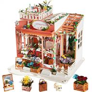 SPILAY DIY Dollhouse Miniature with Wooden Furniture Kit,Handmade Mini Home Craft Model Plus with Cover & Music Box,1:24 Scale Creative Doll House Toys for Teens Adult Gift (Gypsophila Fo