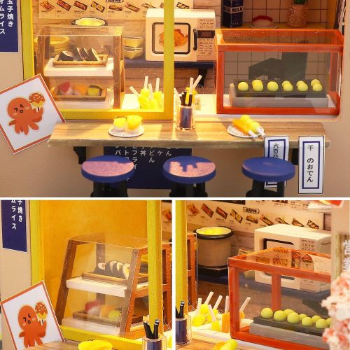  SPILAY DIY Dollhouse Miniature with Wooden Furniture,Handmade Japanese Style DIY Dollhouse Kit with Dust Cover & Music Box,1:24 Scale Creative Room Gift Idea for Adult Friend Lover