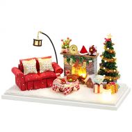 SPILAY Dollhouse DIY Miniature Wooden Furniture Kit,Mini Handmade Christmas Doll House with Dust Cover & LED,1:24 Scale Creative Woodcrafts for Adult Friend Lover Birthday Gift S21