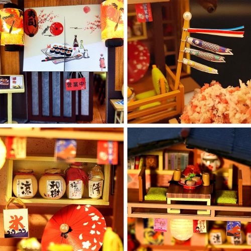  Spilay DIY Dollhouse Miniature with Wooden Furniture,Handmade Japanese Style Home Craft Model Mini Kit with Dust Cover & Music Box,1:24 3D Creative Doll House Toy for Adult Teenage