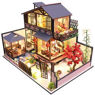 SPILAY DIY Dollhouse Miniature with Wooden Furniture Kit,Handmade Mini Japanese Style Home Craft Model Plus Dust Cover and Music Box,1:24 Scale Creative Doll House Toys for Teens A