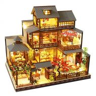 Spilay DIY Dollhouse Miniature with Wooden Furniture,DIY Dollhouse Kit Big Japanese Courtyard Model with LED & Music Box ,1:24 Scale Creative Room Gift Idea for Adult Friend Lover
