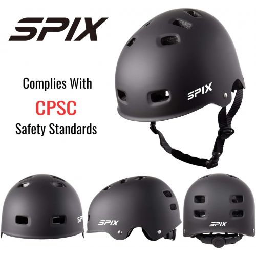  SPIX Skateboard Helmet, Multi-Sport Cycling Skate BMX Bike Helmet for Kids Youth and Adults