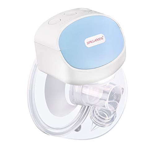  SPKLANDS Wearable Breast Pumps Single Electric Hands-Free Breastfeeding Pump Portable Silent Breast Milk Extractor with 2 Modes & 5 Levels, Memory Function