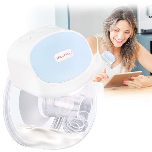  SPKLANDS Wearable Breast Pumps Single Electric Hands-Free Breastfeeding Pump Portable Silent Breast Milk Extractor with 2 Modes & 5 Levels, Memory Function