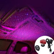 SPMI 2019 Romantic Auto Roof Star Projector Lights, Flexible Romantic Galaxy USB Night Lamp Fit All Cars Ceiling Decoration Light Interior Ambient Atmosphere -No Need to Install (Red-Pu