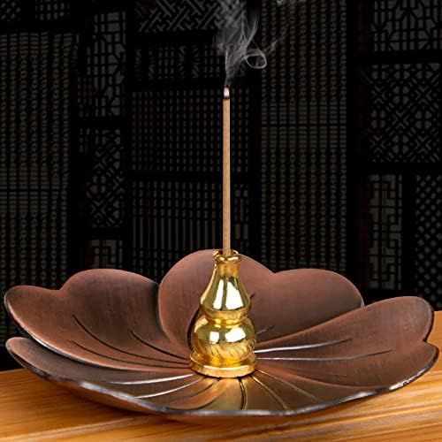  인센스스틱 SPNEC LQGSYT Retro Stick Incense Holder Sandalwood Fragrance Burner Alloy Lotus Plate Buddhism Censer Home Office Decoration Craft