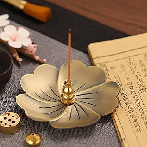  인센스스틱 SPNEC LQGSYT Retro Stick Incense Holder Sandalwood Fragrance Burner Alloy Lotus Plate Buddhism Censer Home Office Decoration Craft