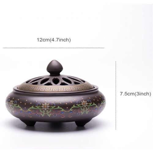  인센스스틱 SPNEC LQGSYT Cloisonne Ceramic Incense Burner Painted Coil Censer Sandalwood Ceramic Home Decoration Zen Stick Incense Holder (Color : A, Size : 12cm7.5cm)