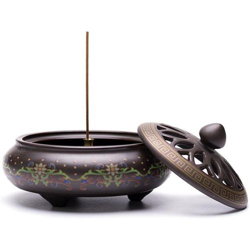  인센스스틱 SPNEC LQGSYT Cloisonne Ceramic Incense Burner Painted Coil Censer Sandalwood Ceramic Home Decoration Zen Stick Incense Holder (Color : A, Size : 12cm7.5cm)